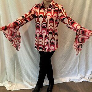 NWT Zara Blouse with Boho sleeves and retro coloring - Small